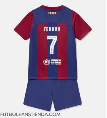 Barcelona Ferran Torres #7 Primera Equipación Niños 2023-24 Manga Corta (+ Pantalones cortos)